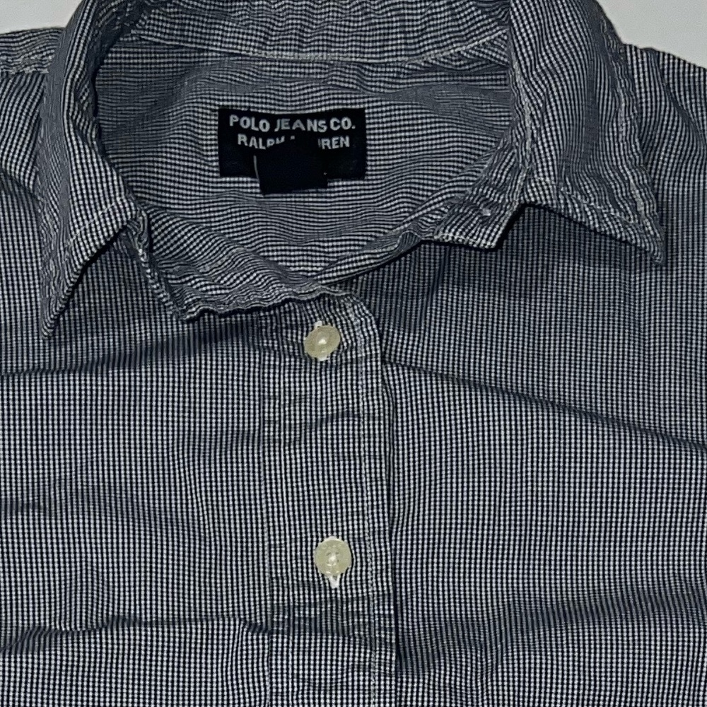 SOLD Ralph Lauren Polo Jeans Co. Short Sleeve Button Down Gingham Checked Top, S - Picture 14 of 15